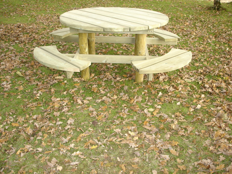 Table pique-nique bois ronde Grosbois 2